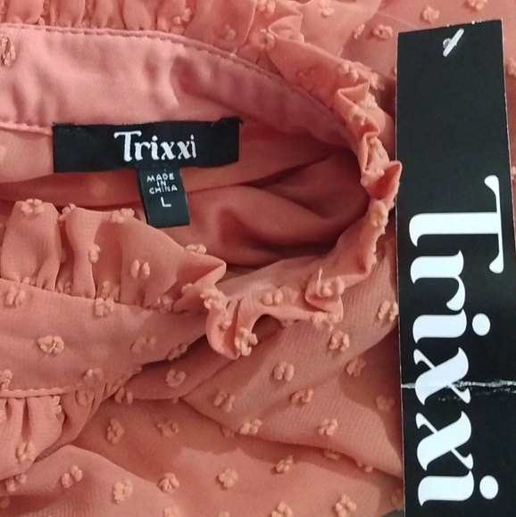 NWT TRIXXI, mini dress, burnt orange, Junior L - Picture 8 of 9